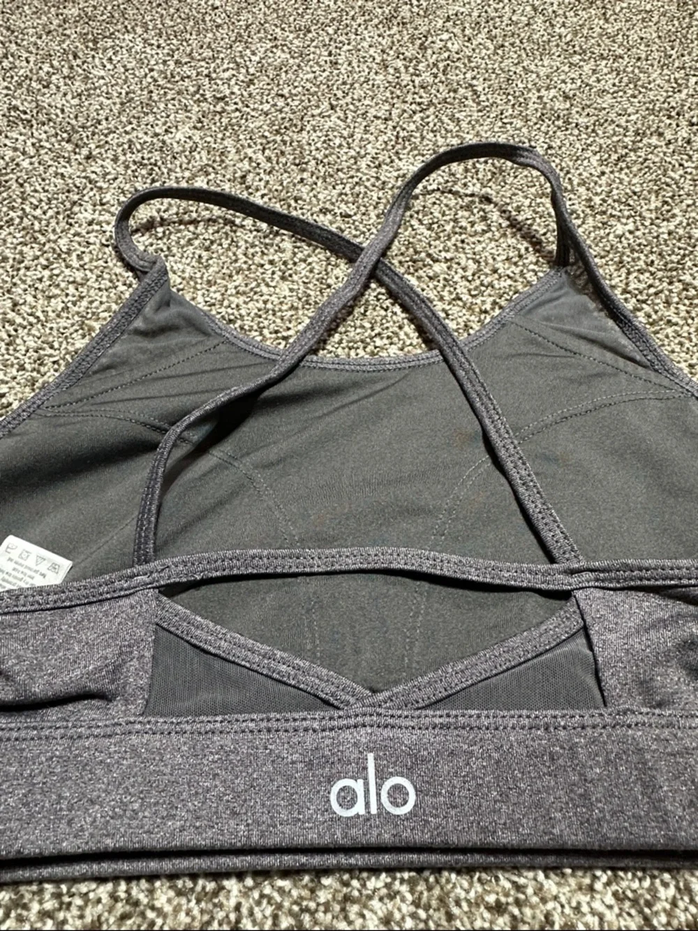 ALO Yoga Charcoal Gray Crisscross Back Sports Bra - no size tag - small